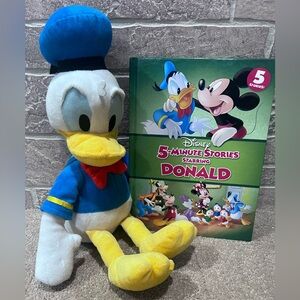 EUC!! Disney Brand 15” Donald Duck Plush/Stuffy Toy & 5 Minute Stories Book